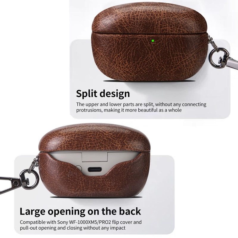 Retro Crazy Horse Leather Case For Sony WF 1000XM5 Wireless Earbuds 12