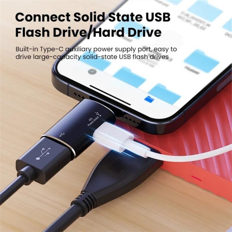 8 Pin To USB C OTG Audio Adapter With USB Flash Drive Support 1
