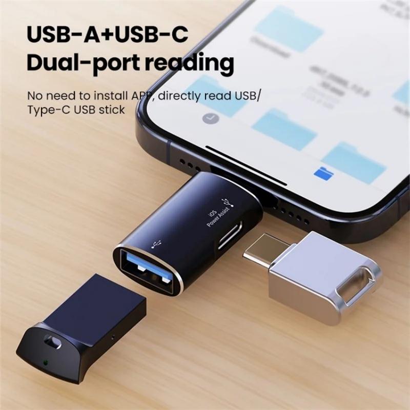 8 Pin To USB C OTG Audio Adapter With USB Flash Drive Support 3