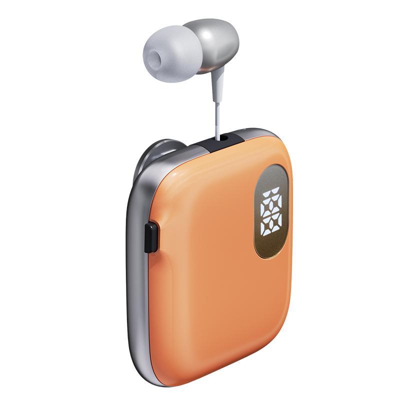 AI Voice Control Bluetooth Earphone With LED Display Retractable Cable 9
