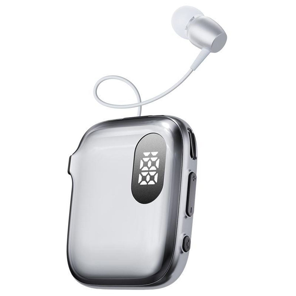AI Voice Control Bluetooth Earphone With LED Display Retractable Cable 13