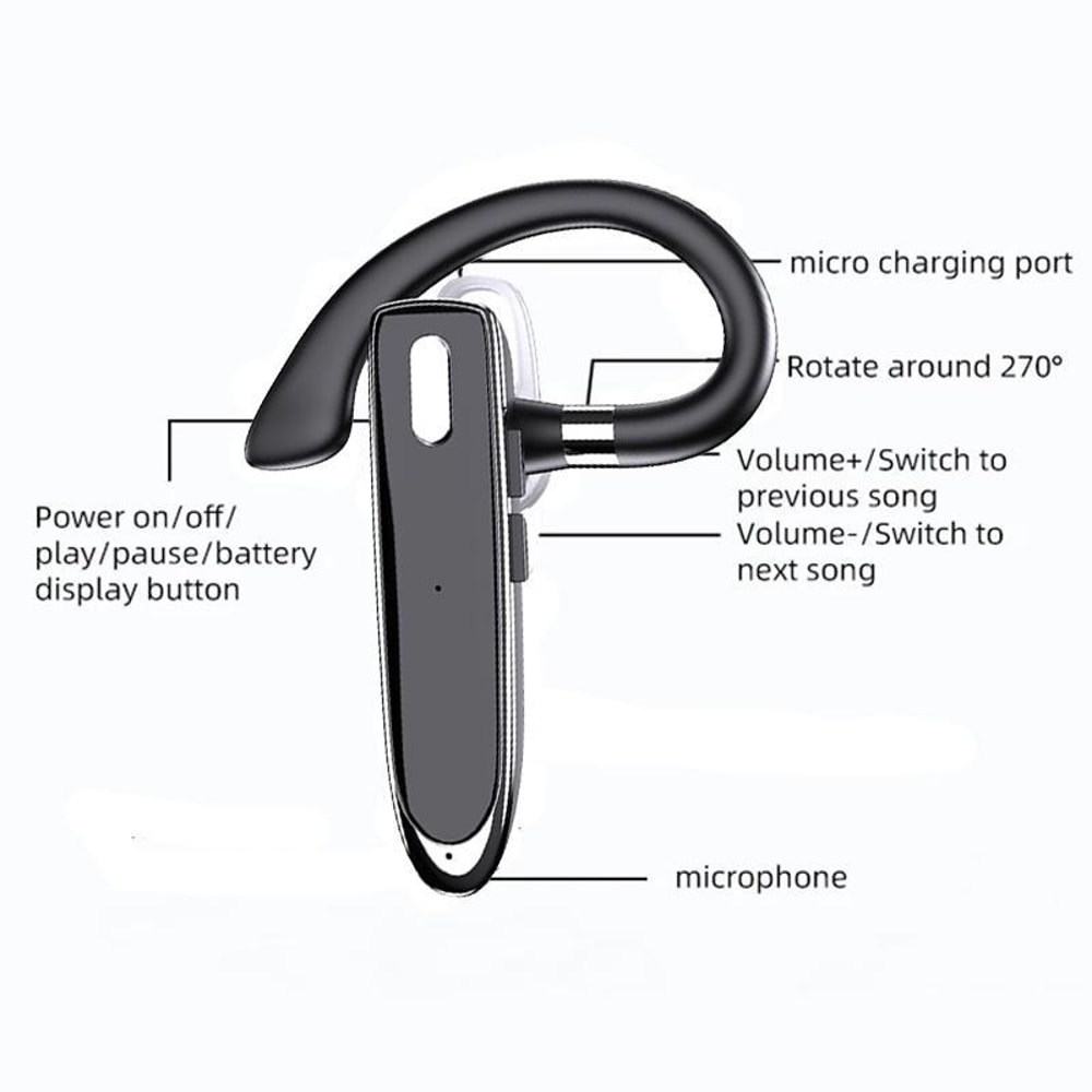 K50 Bluetooth 53 Wireless Ear Hook Headset With Mic For Driving Work Sports 3