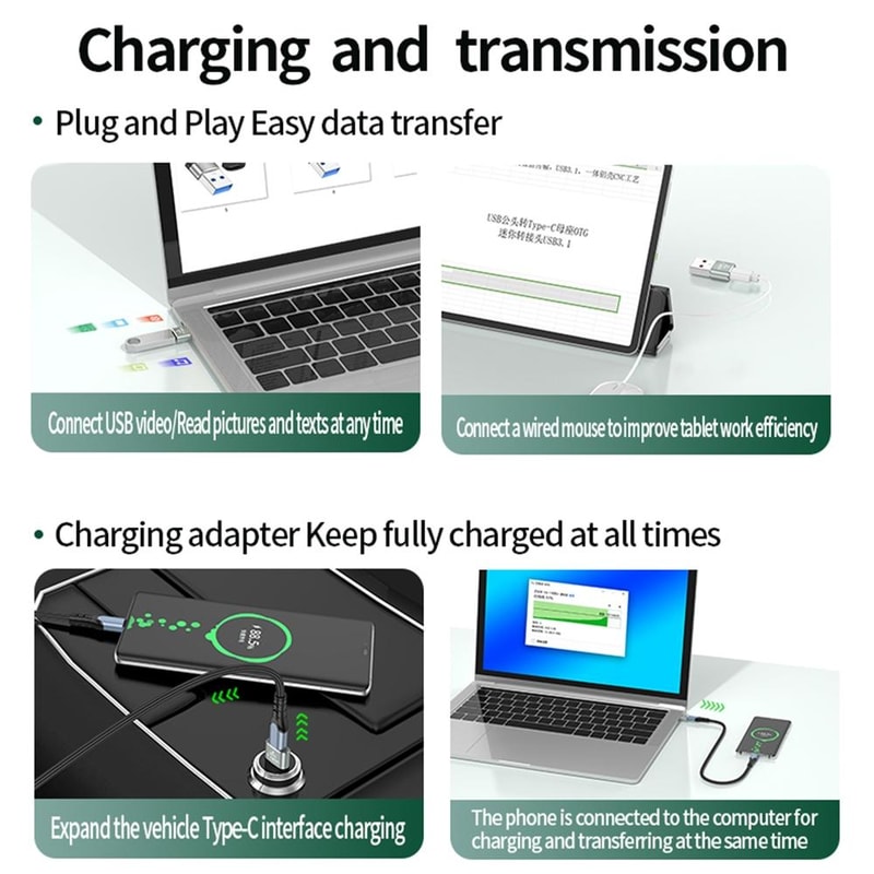120W USB C OTG Adapter 10Gbps USB 31 Fast Charging Type C Converter 10