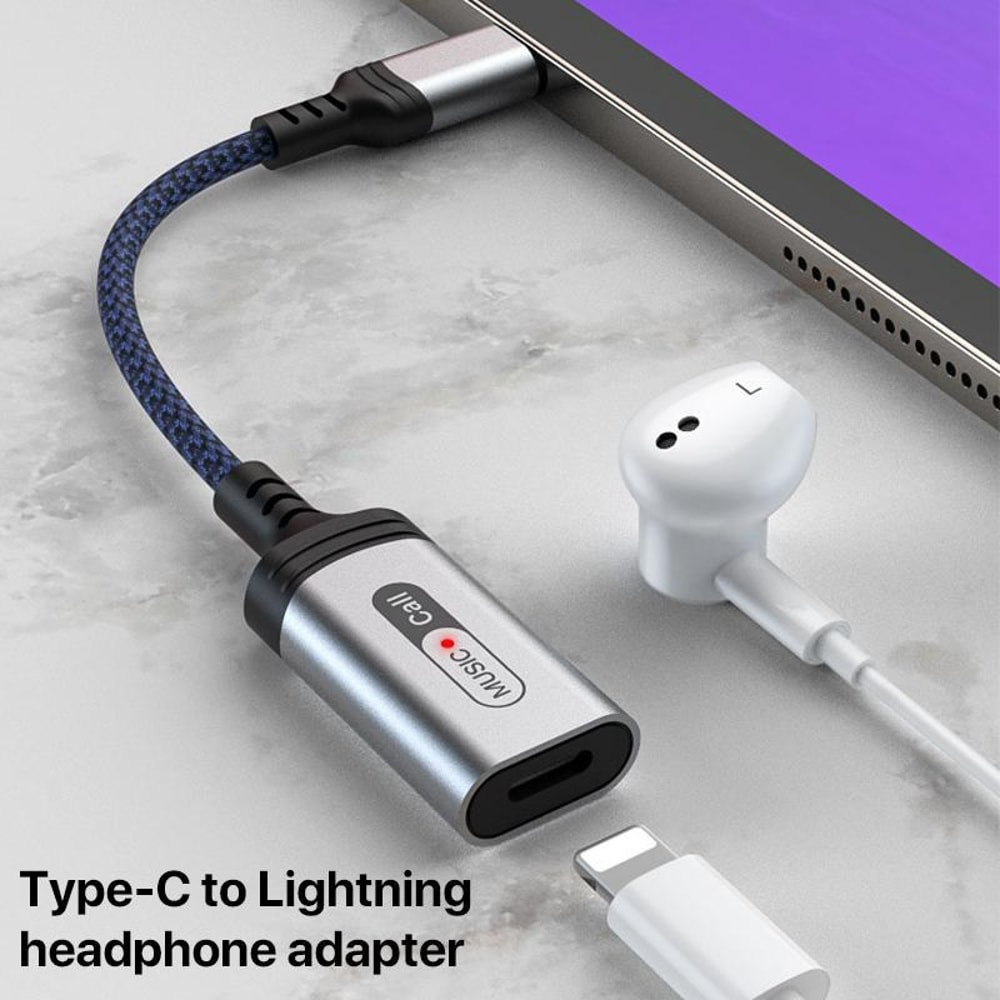 MH 306 USB C To Lightning Audio Adapter With Braided Cable Smart Indicator Light 3