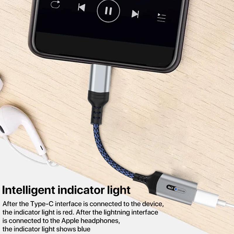 MH 306 USB C To Lightning Audio Adapter With Braided Cable Smart Indicator Light 4