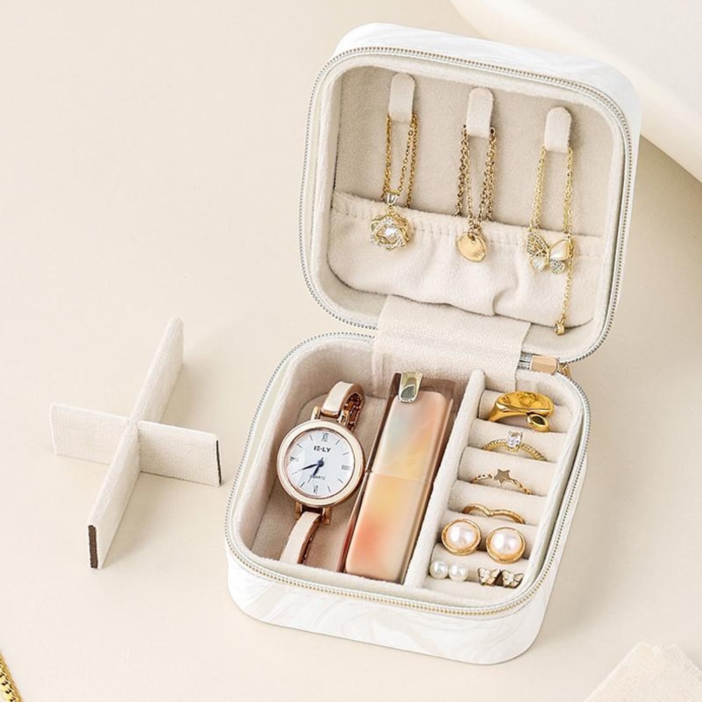 Velvet Travel Jewelry Organizer Case Compact Jewelry Organizer For Rings Earrings Necklaces 3