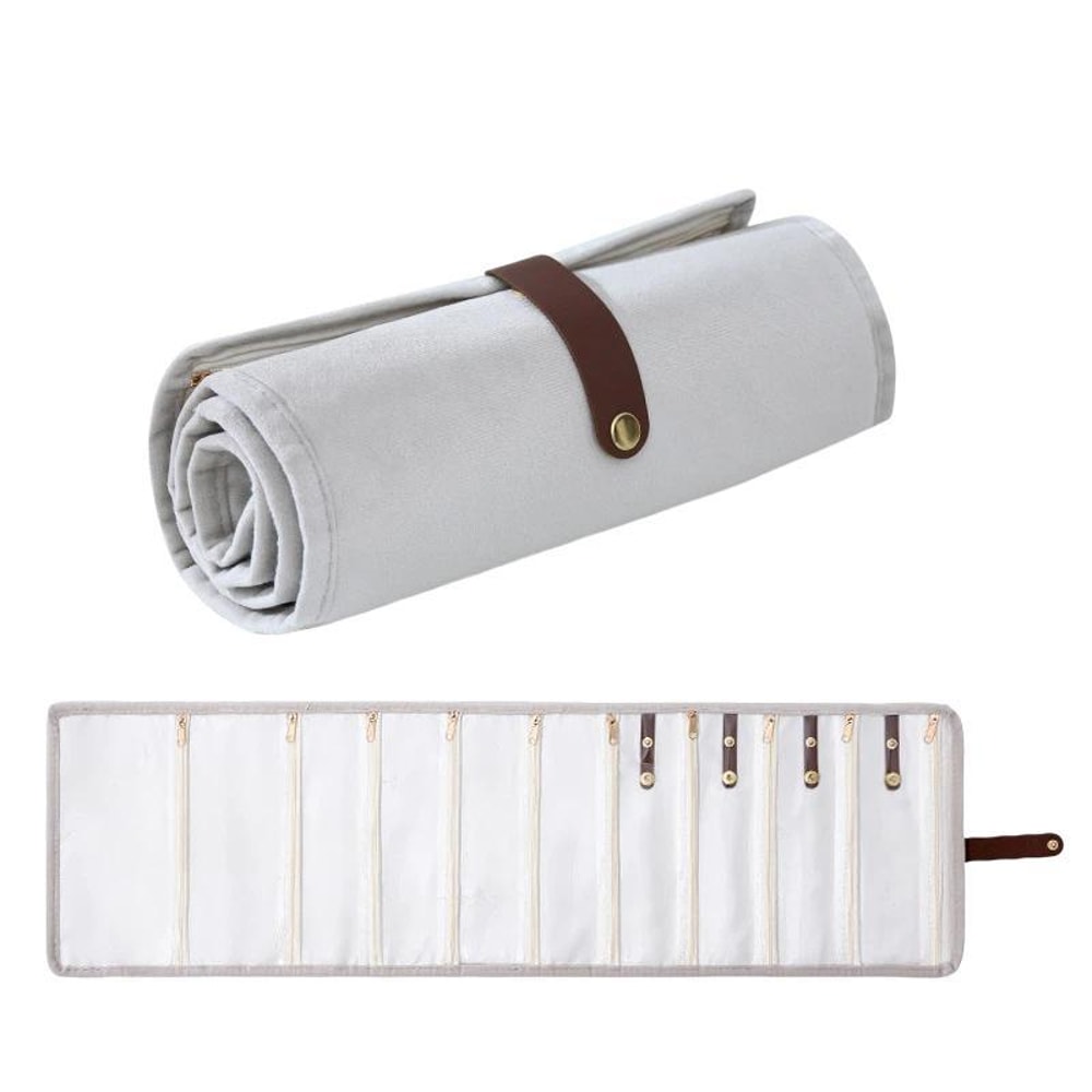 Luxury Velvet Jewelry Organizer Roll Travel Case For Necklaces Bracelets Accessories 0