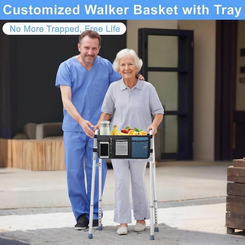 Waterproof Walker Storage Bag With Large Capacity Pockets For Mobility Aid Accessories 5