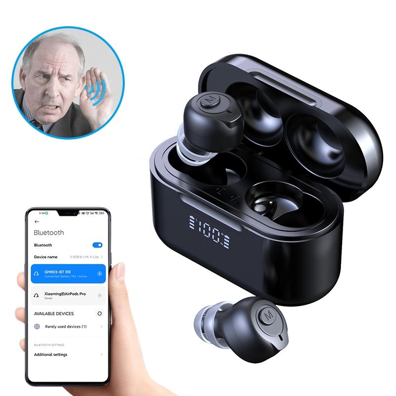 Bluetooth Digital Hearing Aids with LCD Display & Noise Reduction Charging Case
