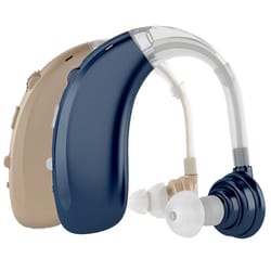 rechargeable hearing amplifier with earhook design & noise reduction for clear everyday listening