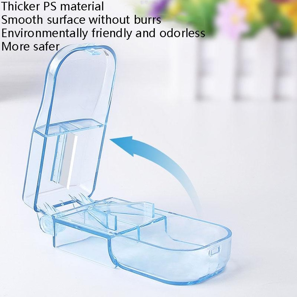 2 Pack Pill Cutter With Storage Case Portable Tablet Splitter For Vitamins Medication 2