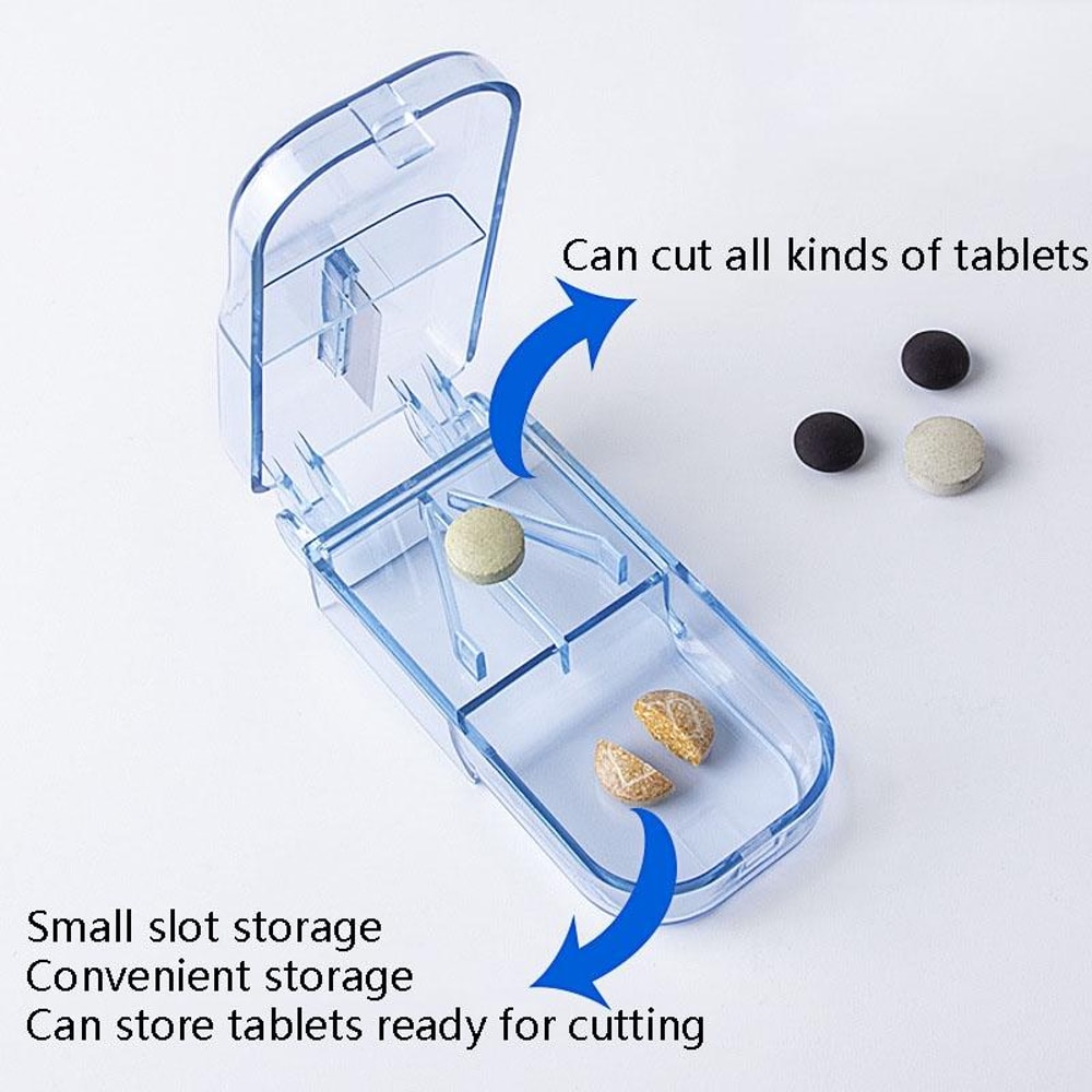 2 Pack Pill Cutter With Storage Case Portable Tablet Splitter For Vitamins Medication 4