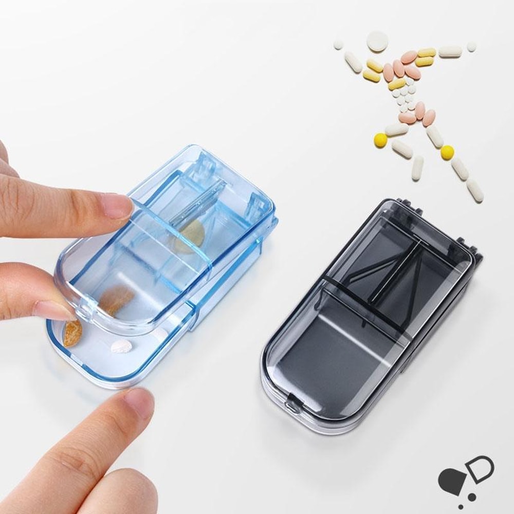 2 Pack Pill Cutter With Storage Case Portable Tablet Splitter For Vitamins Medication 0