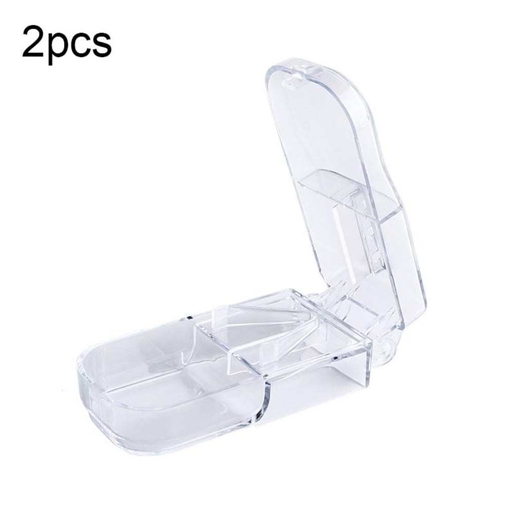 2 Pack Pill Cutter With Storage Case Portable Tablet Splitter For Vitamins Medication 5