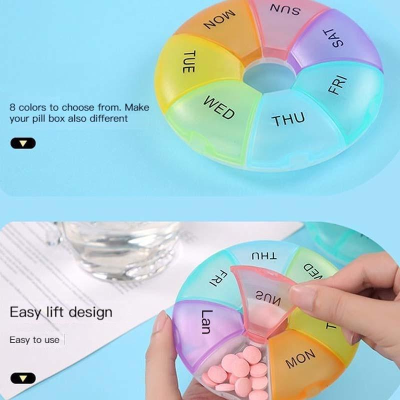 Rainbow Weekly Pill Organizer Portable 7 Day Pill Box With Individual Compartments 1