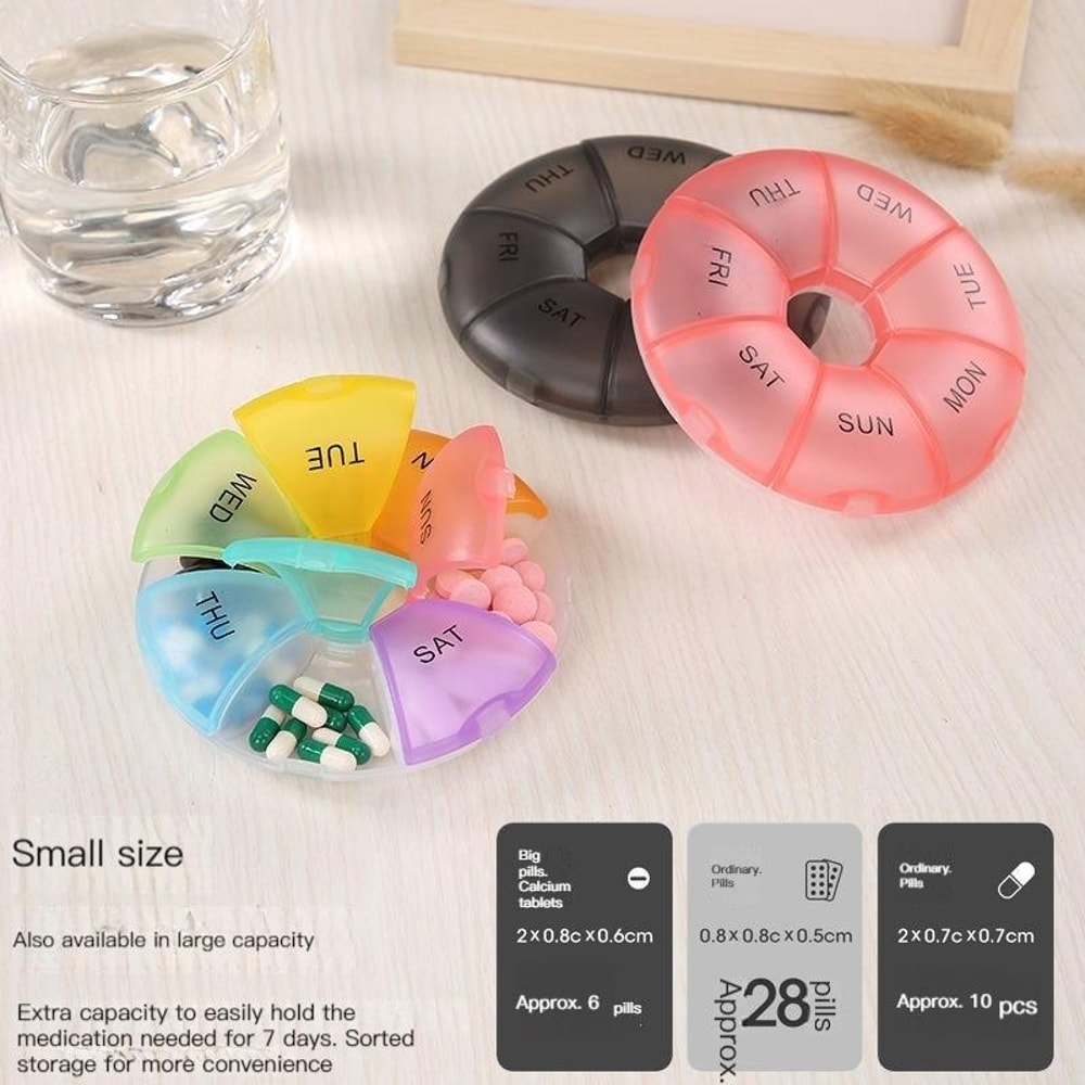 Rainbow Weekly Pill Organizer Portable 7 Day Pill Box With Individual Compartments 5