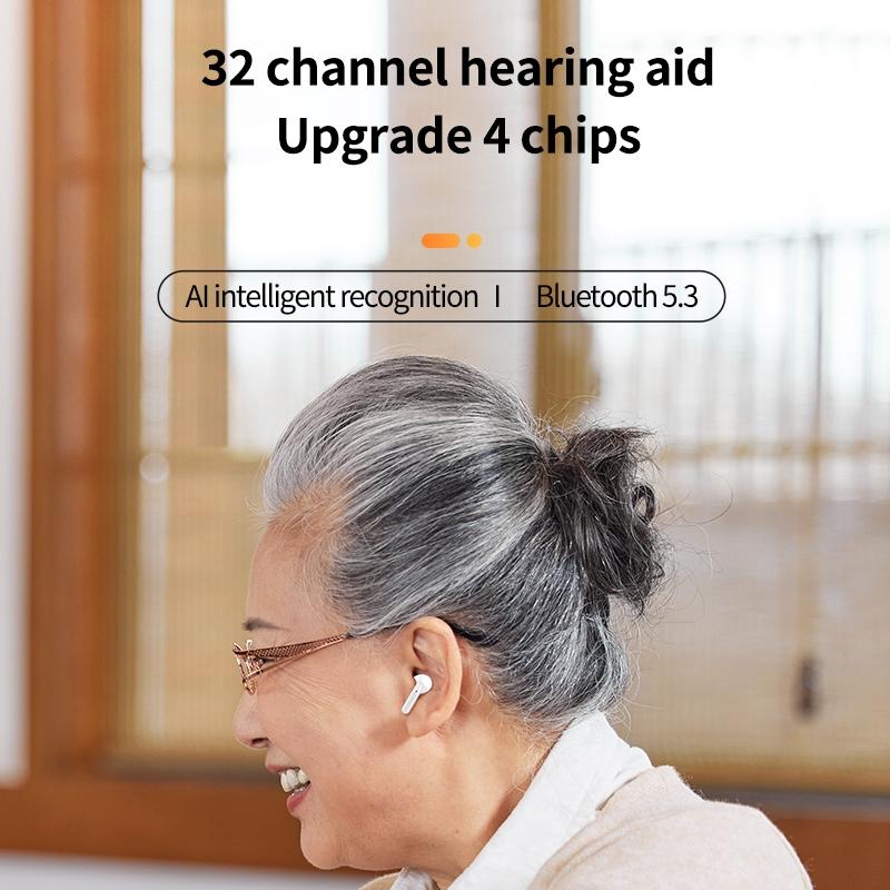 AI Smart Hearing Aid Earbuds With Bluetooth 53 Noise Cancellation Charging Case 5