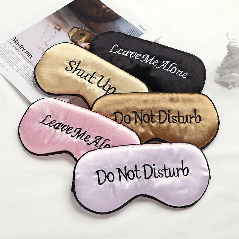 Funny Embroidered Silk Satin Sleep Mask Adjustable Sleep Eye Mask For Travel Deep Rest 0