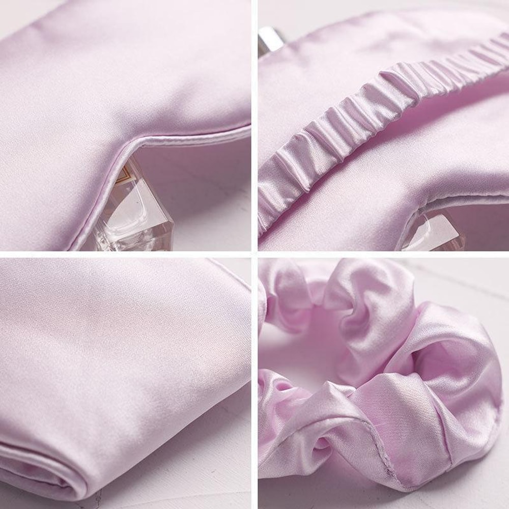SilkyDream Faux Silk Sleep Mask Set With Headband Scrunchie For Restful Beauty Sleep 9