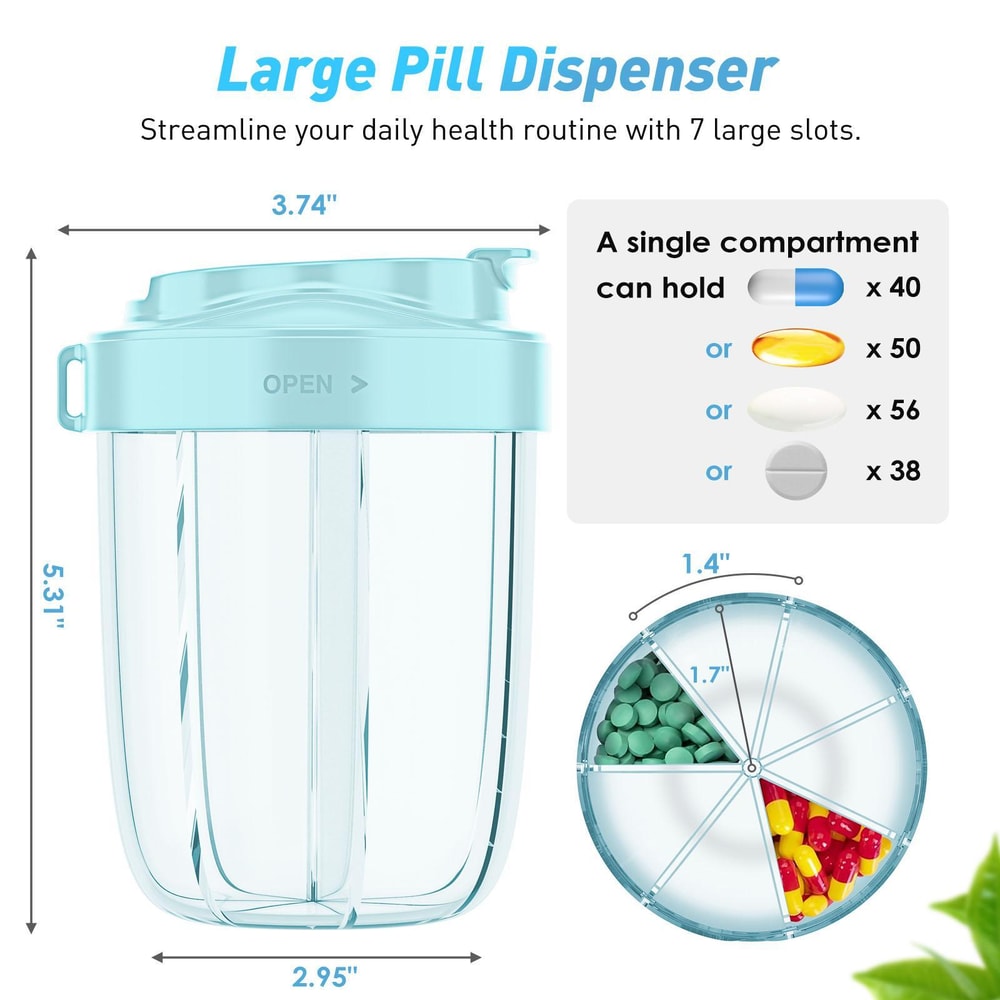 Travel Pill Organizer Water Bottle With 7 Compartments And Moisture Sealed Storage 1