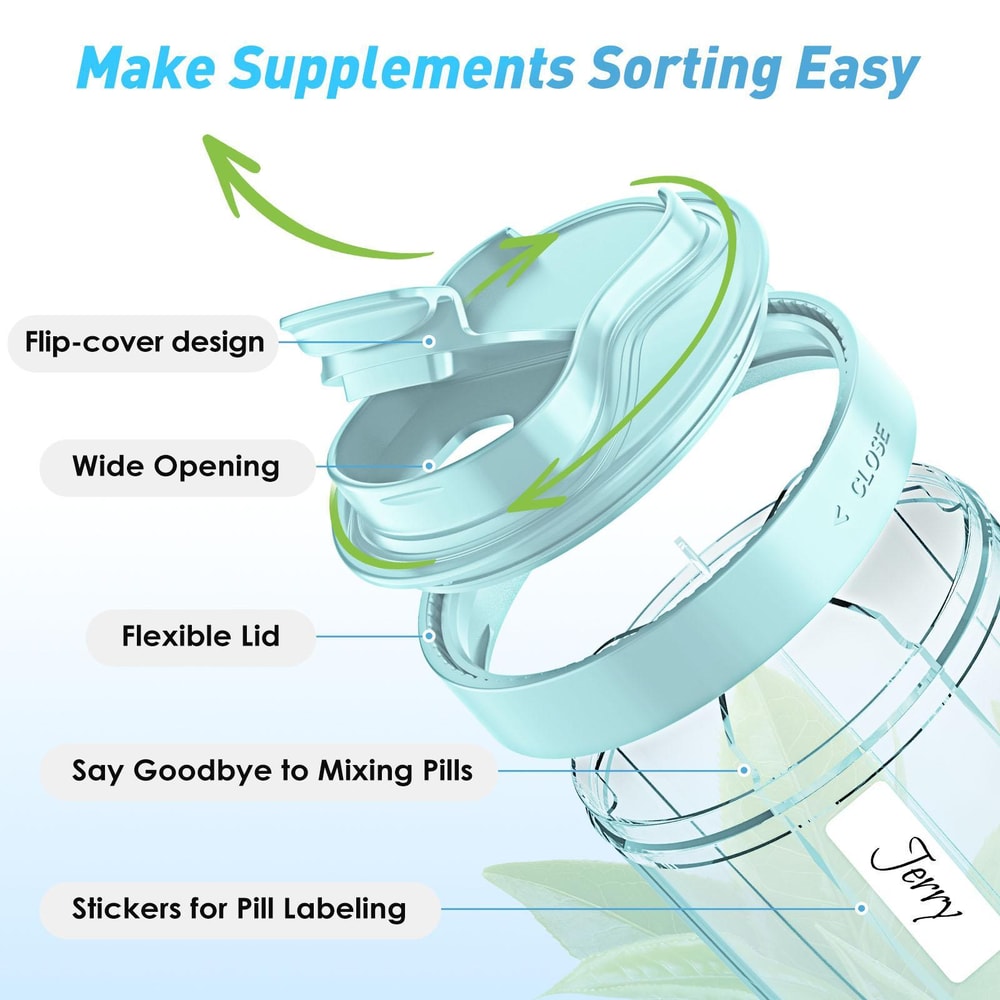 Travel Pill Organizer Water Bottle With 7 Compartments And Moisture Sealed Storage 3