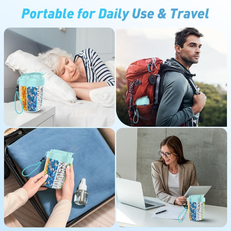 Travel Pill Organizer Water Bottle With 7 Compartments And Moisture Sealed Storage 8