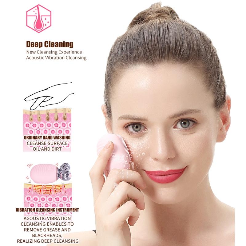 SonicGlow Silicone Facial Cleansing Brush With Vibration Massage Deep Pore Care 5
