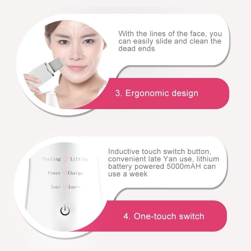 Ultrasonic Skin Scrubber Facial Cleansing Device Blackhead Remover Deep Pore Cleaner 5