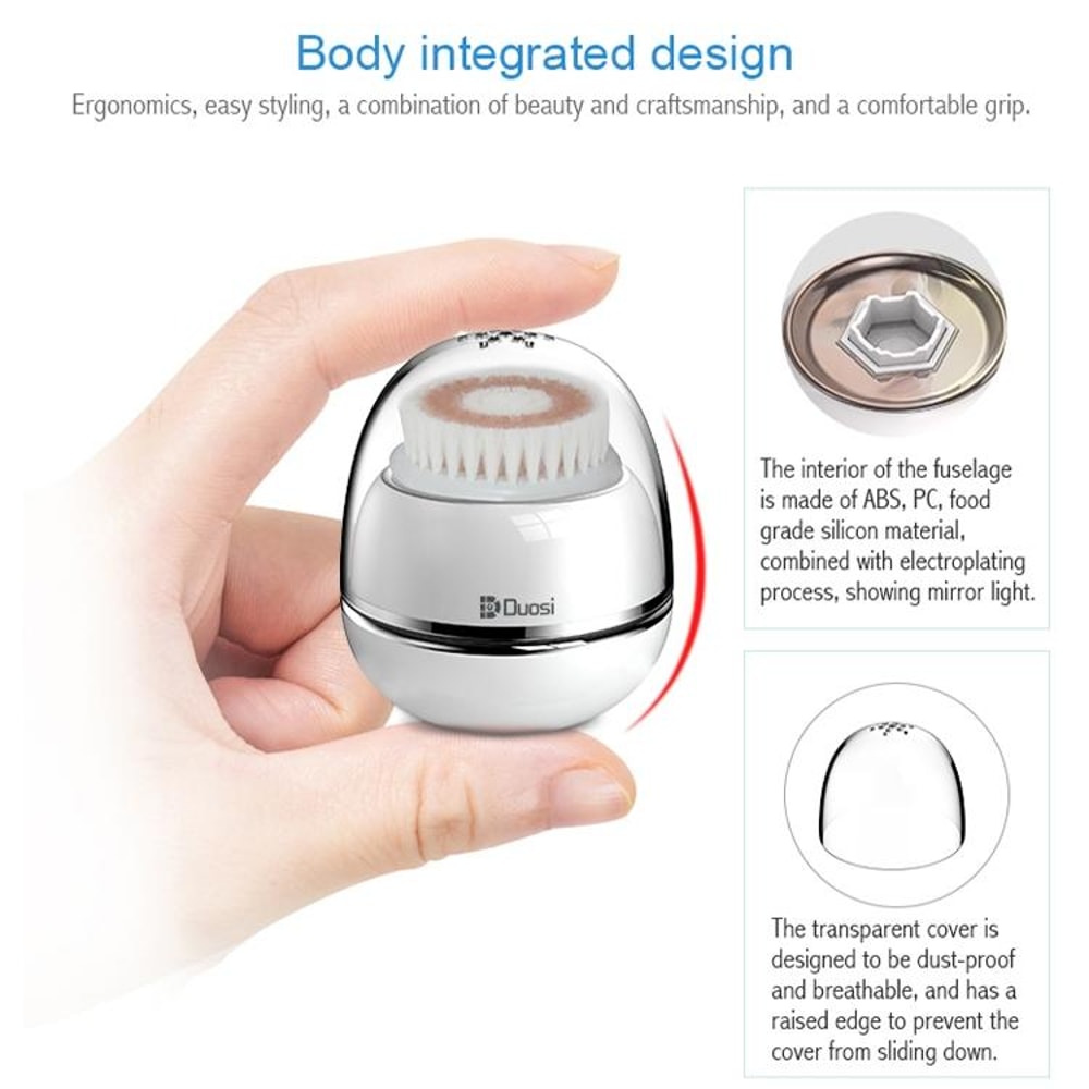 Duosi Sonic Facial Cleansing Brush USB Rechargeable Waterproof Deep Pore Face Massager 3