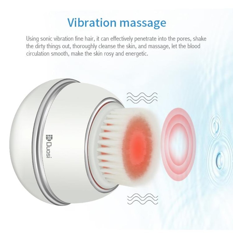 Duosi Sonic Facial Cleansing Brush USB Rechargeable Waterproof Deep Pore Face Massager 7