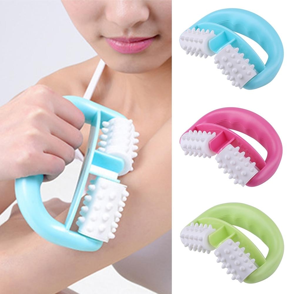 RelaxGrip Two Wheel Manual Massager For Neck Arms Legs Deep Tissue Relief 4