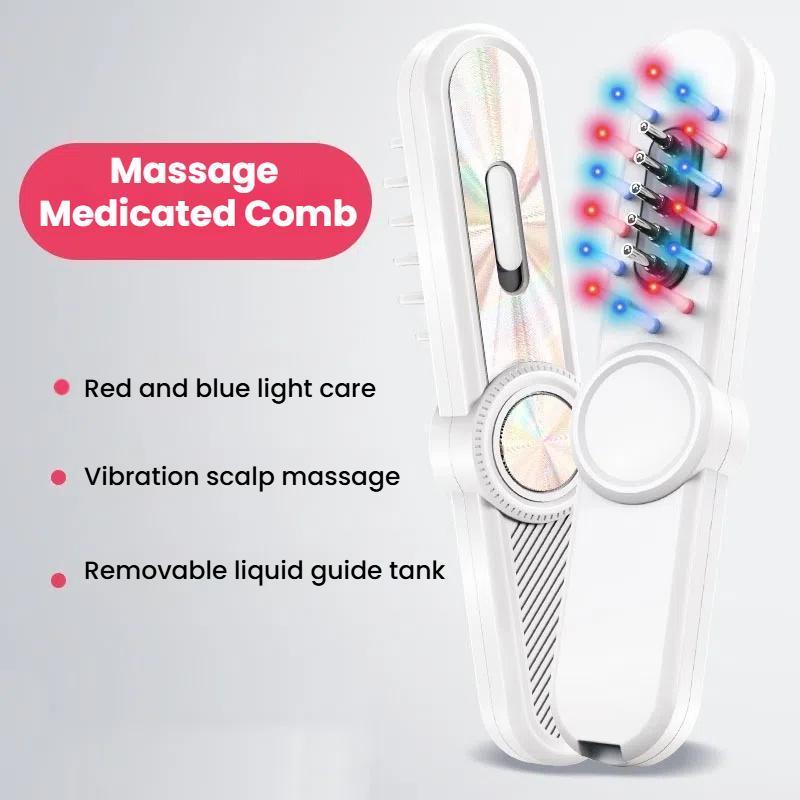 Laser Hair Growth Scalp Massager Comb With Red Blue Light Therapy Oil Applicator Roller 1
