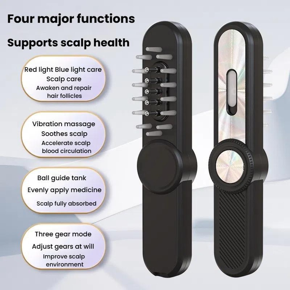 Laser Hair Growth Scalp Massager Comb With Red Blue Light Therapy Oil Applicator Roller 5