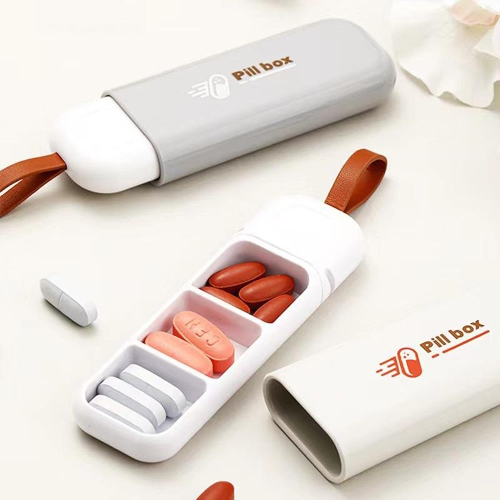 TravelGuard Mini Pill Organizer 3 Grid Moisture Proof Pill Box For Daily Medication Supplements 0