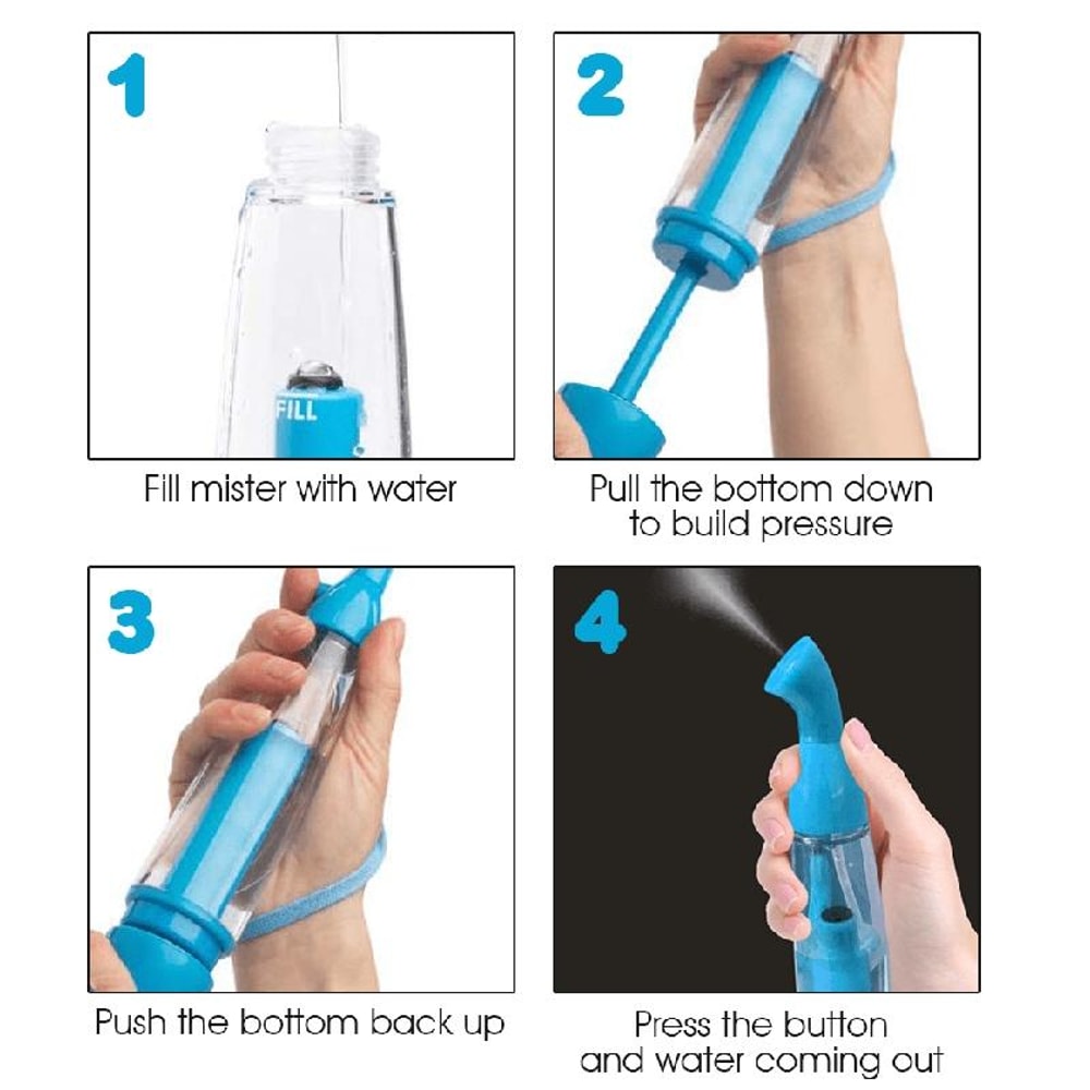 Cooling Mist Air Pressure Spray Bottle Portable Face Body Hydrator For Travel Beach Camping 6