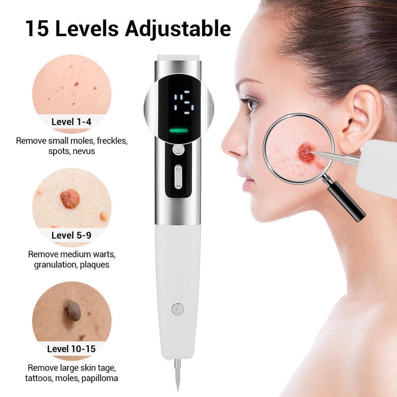15 Speed Mole Removal Pen With LED Precision Light USB Rechargeable Spot Corrector 9