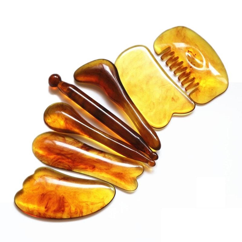 7 Piece Facial Gua Sha Massage Set For Lymphatic Drainage Acupressure Face Sculpting 5
