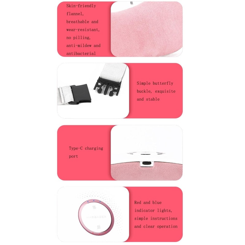Graphene Heated Menstrual Relief Belt With Vibration Massage Adjustable Warm Compress 4