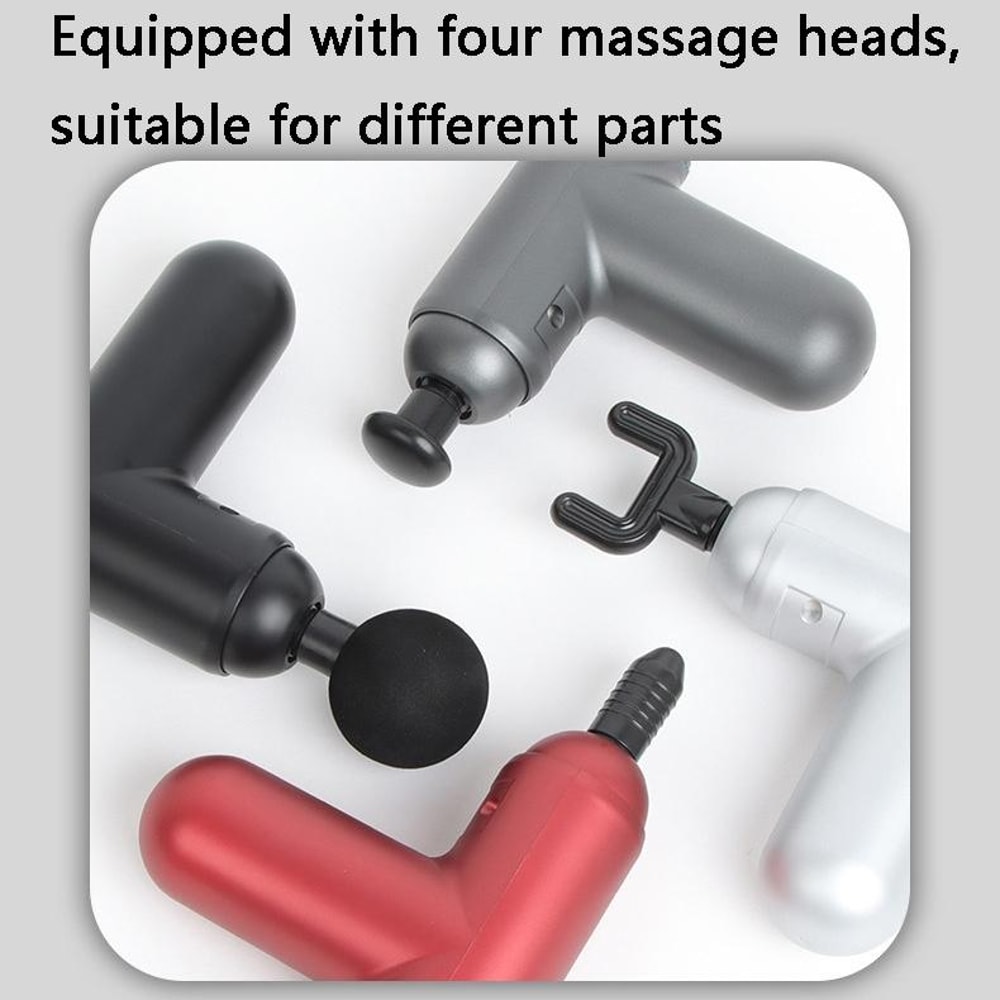 J12A Mini Massage Gun Portable Deep Tissue Muscle Massager With 6 Speeds 4 Massage Heads 4