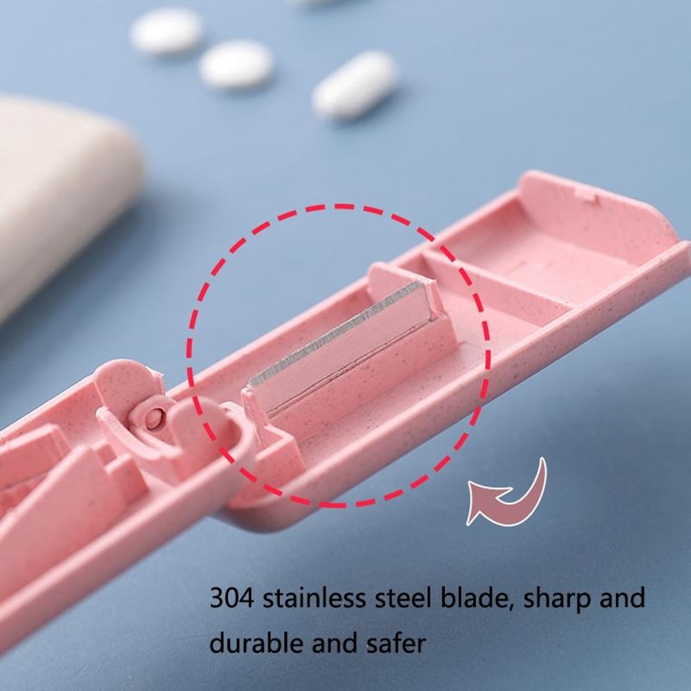 Portable Pill Cutter Divider With Stainless Steel Blade And Storage Compartment 4