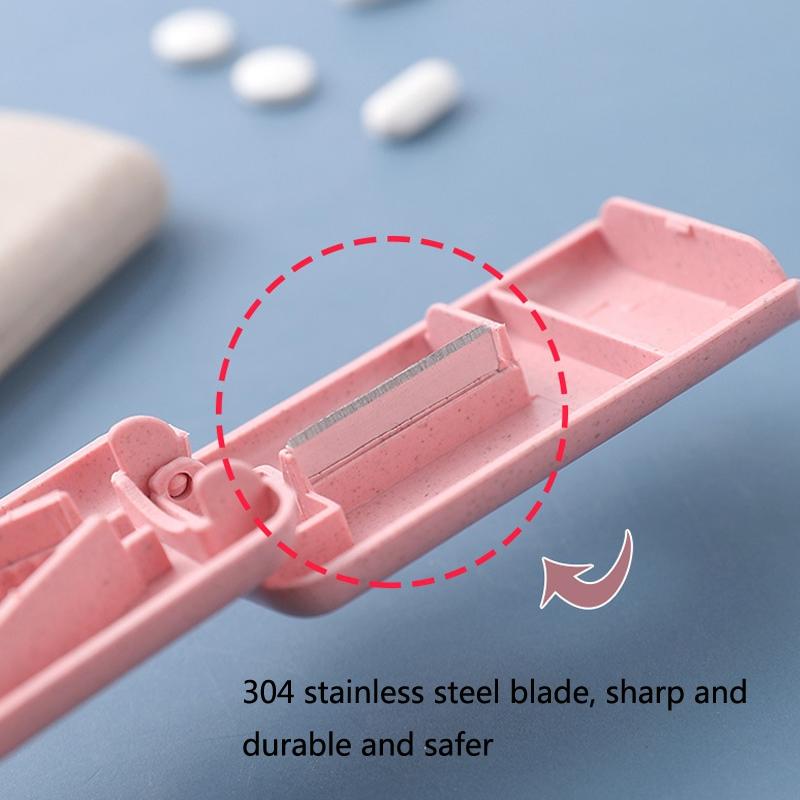 Portable Pill Cutter Divider With Stainless Steel Blade And Storage Compartment 4