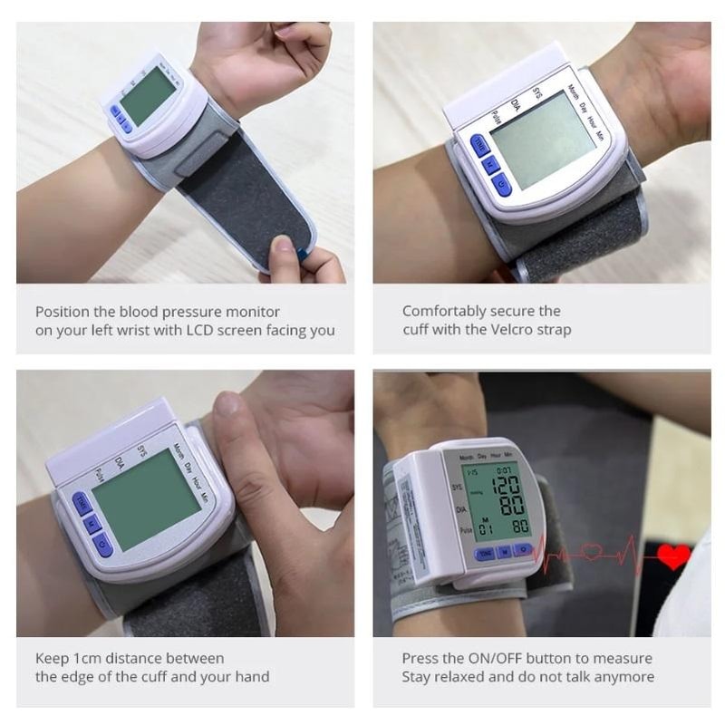 CK 102S Digital Wrist Blood Pressure Monitor With Heart Rate Tracking And Large LCD Display 3