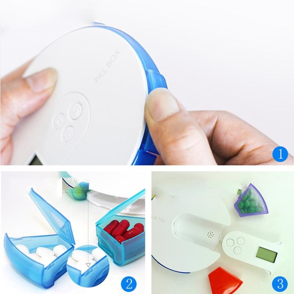 Smart Reminder Pill Organizer Box With Alarm Timer Portable Dustproof Medicine Storage Case 6