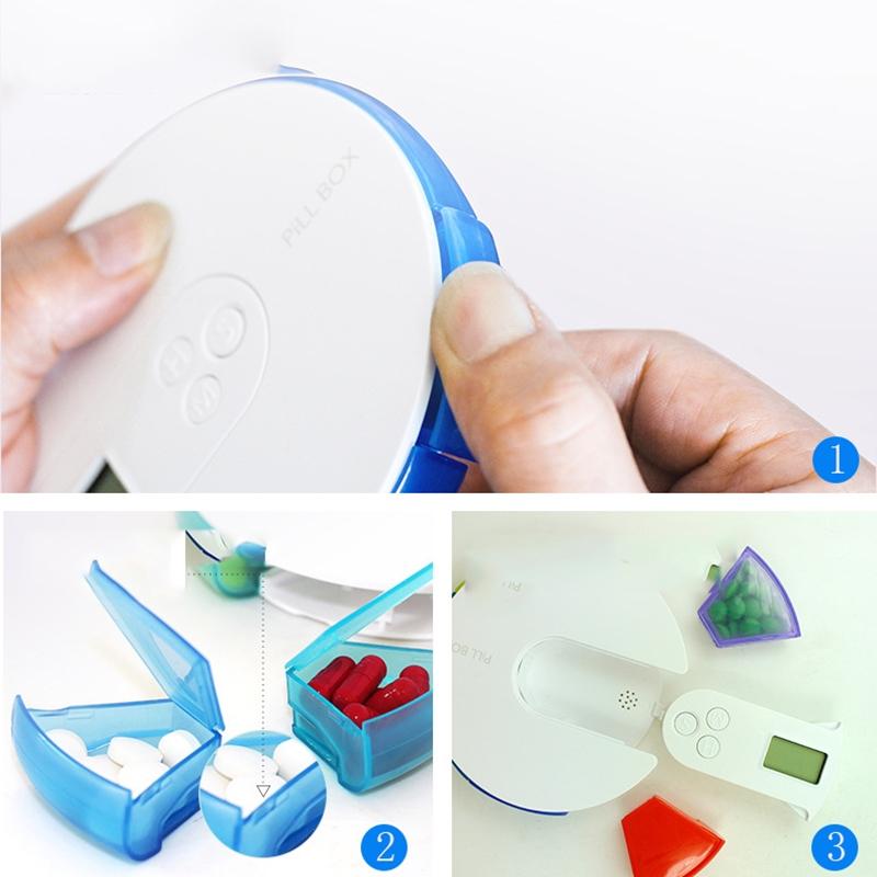 Smart Reminder Pill Organizer Box With Alarm Timer Portable Dustproof Medicine Storage Case 6