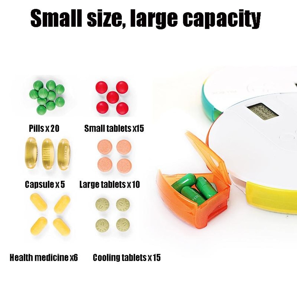 Smart Reminder Pill Organizer Box With Alarm Timer Portable Dustproof Medicine Storage Case 4