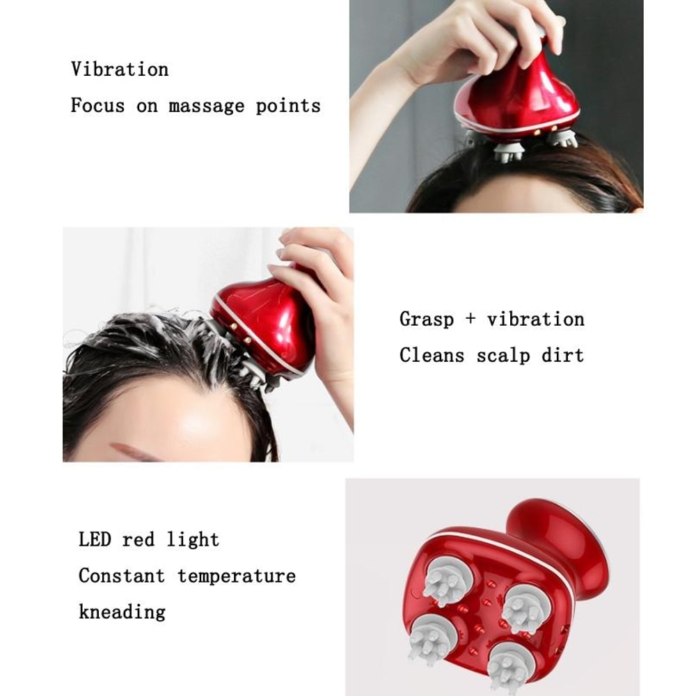 Deep Kneading Electric Scalp Massager With Vibration Therapy Waterproof Relaxation Care 4