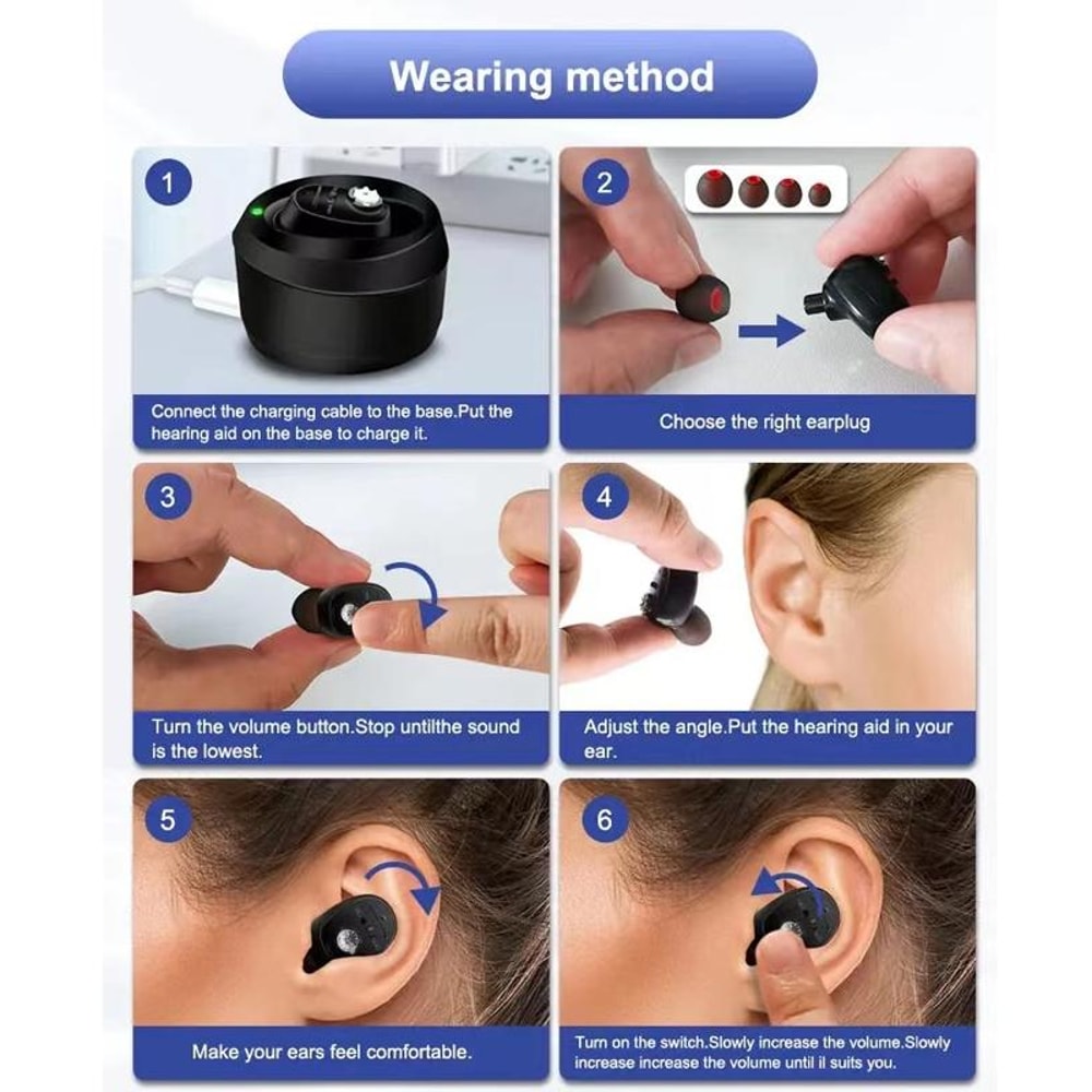 ClearTone Rechargeable Invisible Hearing Aid With Noise Reduction For Seniors Adults 8
