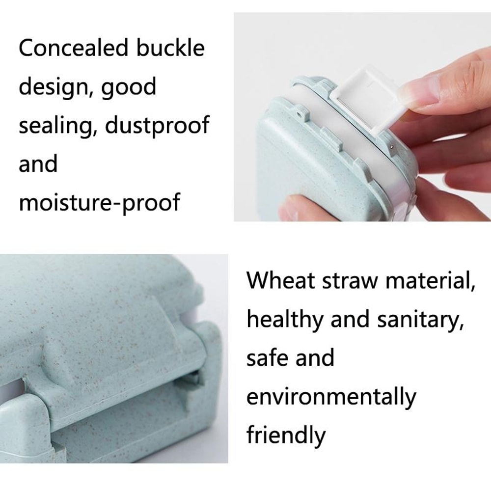 EcoSeal Portable Pill Organizer Wheat Straw Travel Pill Box With Moisture Proof Compartments 3