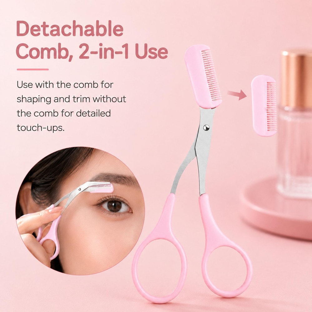Precision BrowTrim 2 In 1 Eyebrow Scissors With Comb Stainless Steel Brow Shaping Tool 1