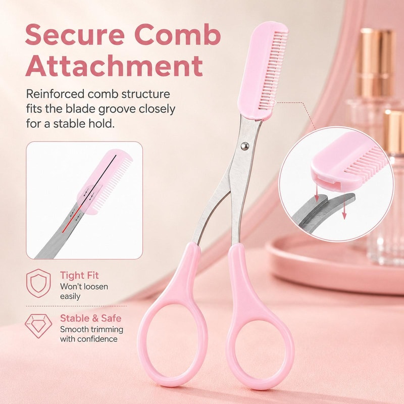 Precision BrowTrim 2 In 1 Eyebrow Scissors With Comb Stainless Steel Brow Shaping Tool 2